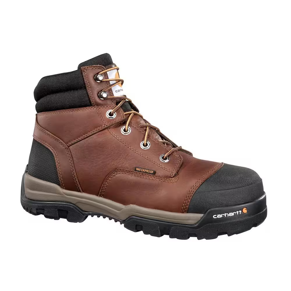 Men'S Ground Force Waterproof 6'' Work Boots - Composite Toe - Brown Size 13(M)