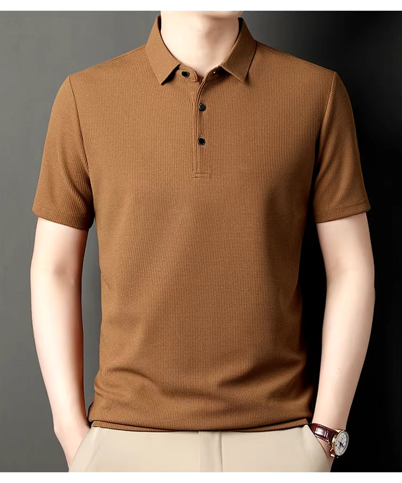 Summer Men'S Short Sleeved Lapel T-Shirt Solid Color POLO Shirt Loose Top