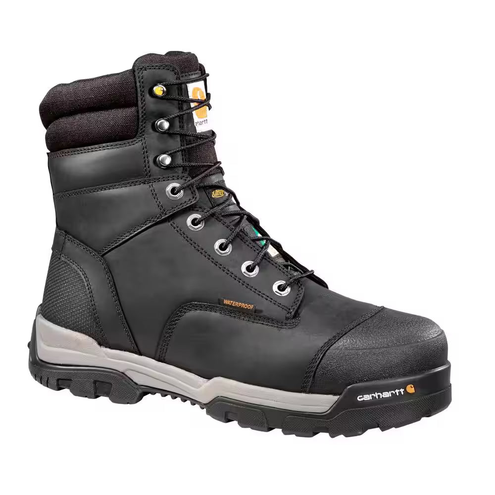 Men'S Ground Force Waterproof 8'' Work Boots - Composite Toe - Black Size 15(W)